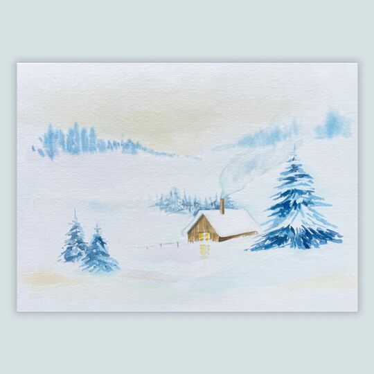 Schneelandschaft mit Häuschen